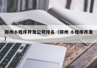 郑州小程序开发公司排名（郑州 小程序开发）